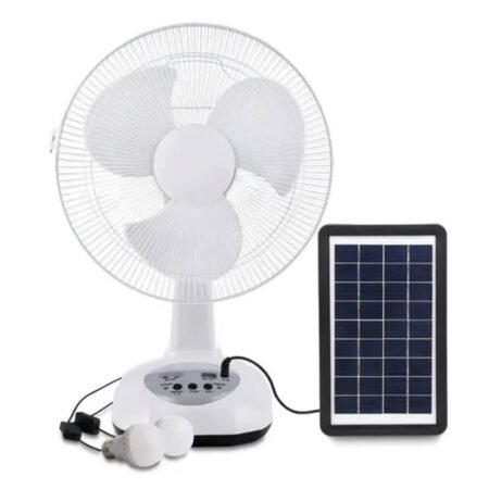 VENTILADOR RECARGABLE CON PANEL SOLAR Y BOMBILLO GD-8019